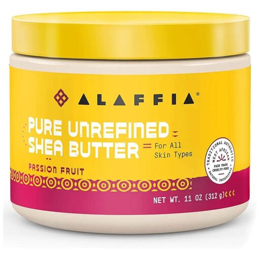 Alaffia Pure Unrefined Shea Butter with Passion Fruit, Pure Shea Butter Lotion, Moisture for Skin and Hair, Shea Body Butter Moisturizer, Face Moisturizer for Dry Skin, All Skin Types, 11 Oz