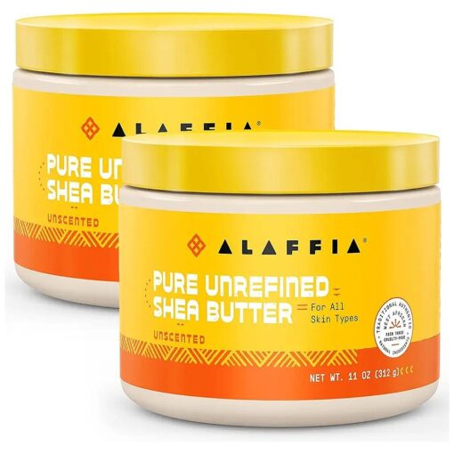 Alaffia EveryDay Shea Authentic Shea Butter, All Skin Types, Help Moisturize and Soften Skin with Shea Butter, Unscented, ( 2 Pack-11 Fl Oz Ea )