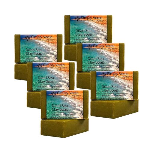 Dead Sea Mud Soap Bar Pack| Natural Bathing Soap for Exfoliating, Detoxifying, Deep Pore Cleansing, Enriching & Moisturizing Skin| Cold Pressed Handmade Gift Set Men Women ( 3.5 Oz, X 6 )