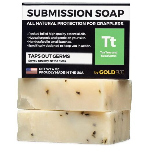 Premium Tea Tree Oil Soap - USA Made Bar Soap for BJJ, Jiu Jitsu, Wrestling, and Grappling ( 2-Pack of 4 Ounce Soap Bars, Classic Tea Tree )