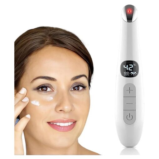 Eye Lift Wand, 3 in 1 Vibrating Red Light 98degF to 113degF LCD Display Eye Massager for Dry Eyes, Dark Circles and Puffiness, Electrical Face, Neck Sculpting Pen for Fine Lines and Wrinkles