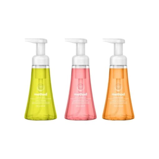 Method Foam Hand Soap Variety, 1 Lemon Mint, 1 Pink Grapefruit, 1 Orange Ginger, 10 oz each, 3 CT