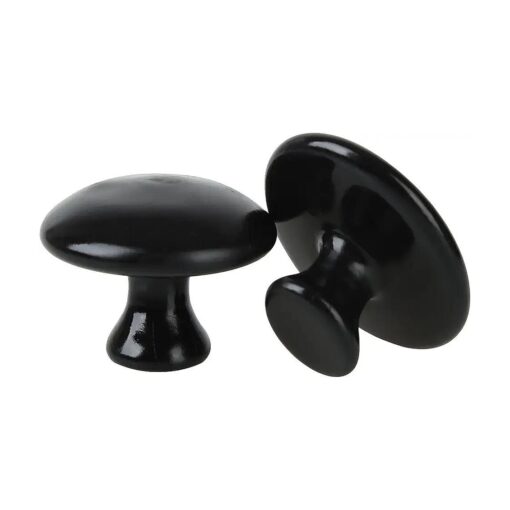 2 Pcs Mushroom Shaped Massage Stones Warmer Natural Lava Basalt Hot Rock Guasha Tools for Face Body for Spa, Massage Therapy Black