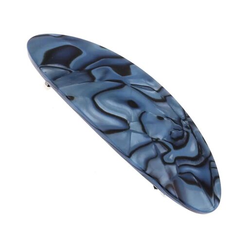 Camila Paris CP2984 French Hair Barrette Clip Handmade Oval Blue, Strong Hold Grip Hair Clips for Women, No Slip Rubberized Metal Closure, Durable Styling Girls Hair Accessories, Made in France