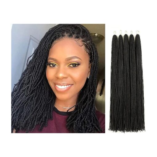 GUOHUI Micro Faux Locs Crochet Hair, 36 Inch 5 Packs Color Natural Black DIY Braids Straight Styles ( 36" ,1B )