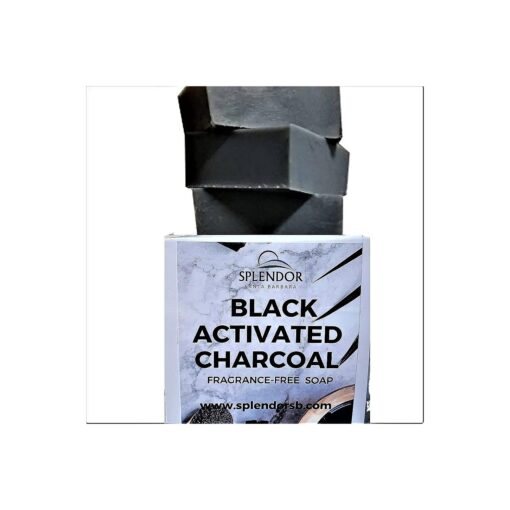 Splendor Black Activated Charcoal Soap Bars Unscented, 100 % Natural Coconut Oil - Acne, Odor, Handmade, Vegan, Moisturizing for Sensitive Skin Hand Body and Face