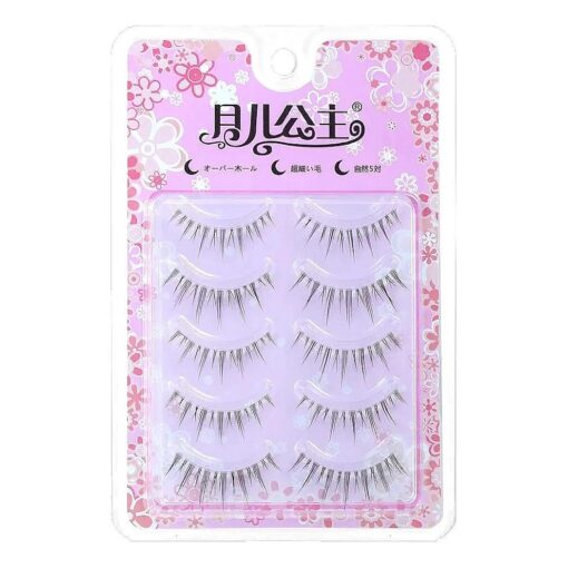 Fake Eyelashes Natural Look False Eye Lashes Daily Strip Cross Clear Band 6-12mm Cross Lashes Invisible Thin band Cute Lash for Wedding Daily Work Eye Makeup 5 Pairs