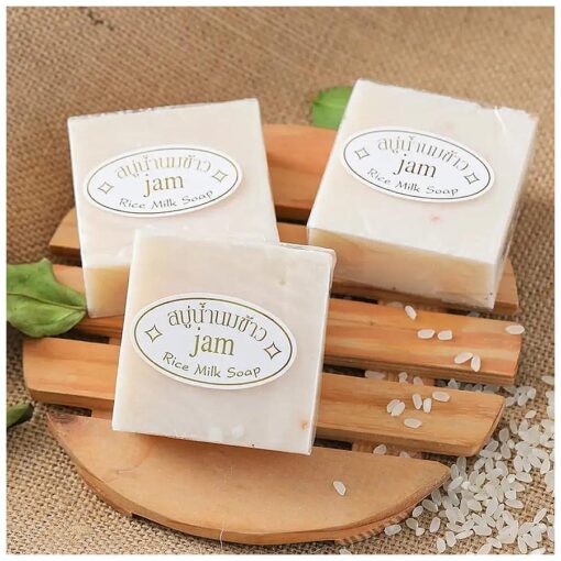 5pcs Thai Rice Soap 65g Original Thai Handmade Soap Rice Milk Soap Goat Milk Soap Handmade Soap ( 5pcs )