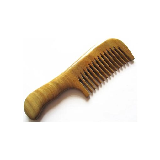 Gs-2w-mt Wide Tooth Wood Handmade Natural Green Sandalwood No Static Comb with Aromatic Scent for Detangling Curly Hair and Gift -Made of a Whole Piece of Green Sandalwood, Not Mosaic ( 7" )