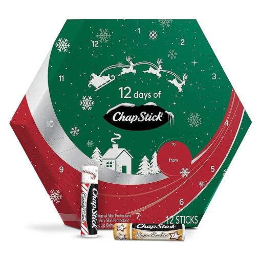 ChapStick 12 Days Holiday Advent Calendar Lip Balm Gift Set, Lip Care - Pack of 12