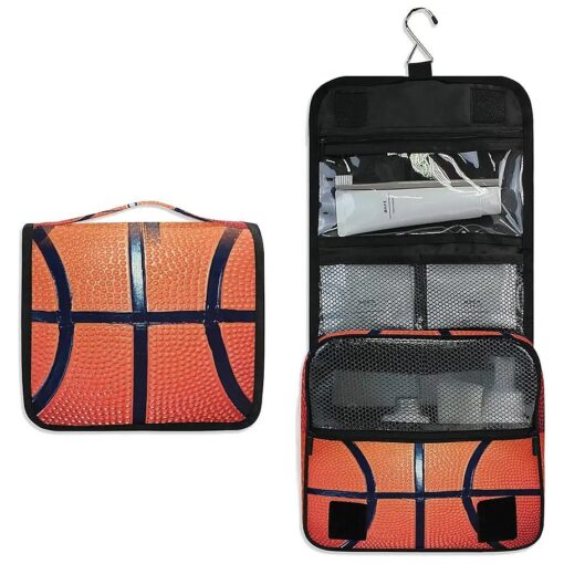 Hanging Toiletry Bag Sport Ball Basketball Portable Travel Cosmetic Makeup Bag Bathroom Shower Shaving Kit Organizer Bag for Men Women