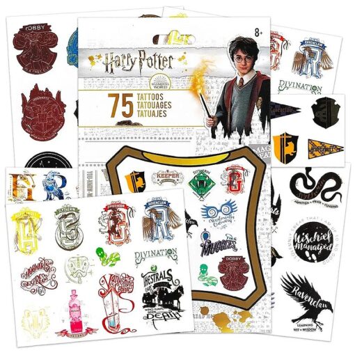 Harry Potter Tattoos for Kids Party Favors Bundle ~ 75 Ct Harry Potter Temporary Tattoos for Adults Teens ( Harry Potter Costume Accessories )