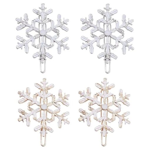 Lurrose 4pcs Hair Clips Christmas Snowflake Hair Pins Hair Barrettes Gold Bobby Pins Hair Accessories Christmas Hair Decoration Headwear Styling Tools for Womens Ladies