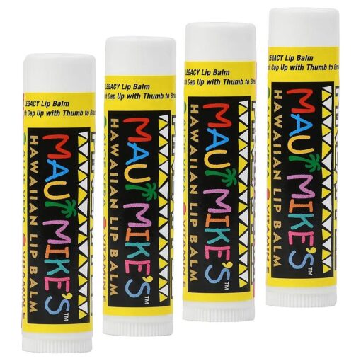 MAUI MIKE 'S Lip Balm in Pineapple ( 4 pack ), Vitamin E, Aloe Vera and Beeswax, Best Lip Balm for Chapped lips and Best Tasting and Moisturizing, Take your Lips on a Hawaiian Vacation .