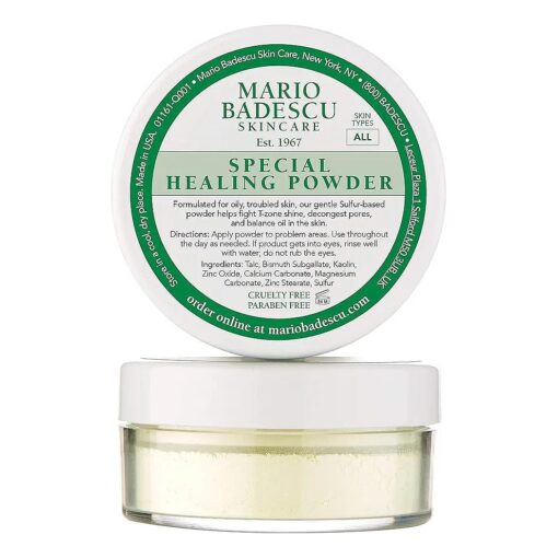 Mario Badescu Special Healing Blemish Repairing Face Powder for Oily and Troubled Skin, Reduces T-Zone Shine, Decongests Pores and Balances Excess Oil, Gentle Sulfur Powder for Skin Care