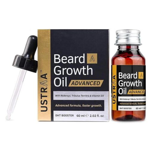 Ustraa Beard Growth Oil Advanced - 2oz - Beard Growth Oil for Patchy Beard, With Redensyl and DHT Booster, Nourishment & Moisturization, No Harmful Chemicals