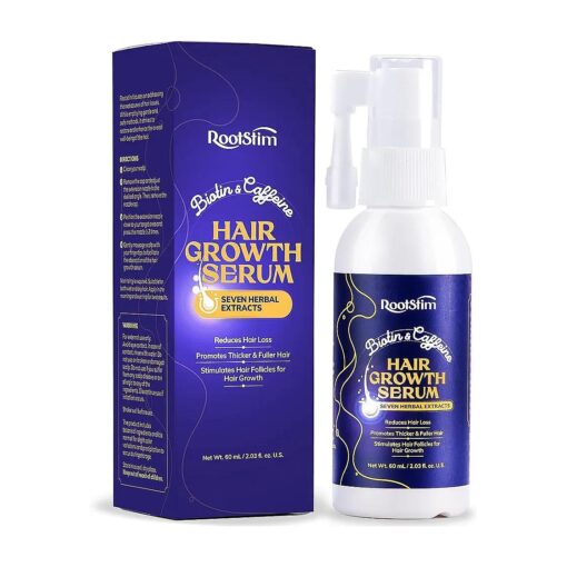 Hair Growth Serum for Men and Women : Hair Regrowth Spray with Rice Water & Biotin & Caffeine Enriched with Seven Herbal Extracts for Thicker Longer Fuller Hair 60ML