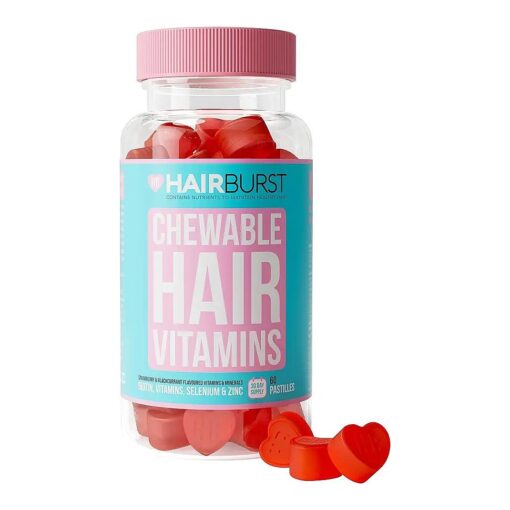 HAIR BURST Biotin Gummies for Healthier Hair Growth, Reduce Breakage & Promote Stubborn Hair Growth - 60 Count - Hair, Skin and Nails Vitamins, Chewable Strawberry and Blackcurrant Flavor Hair Gummies