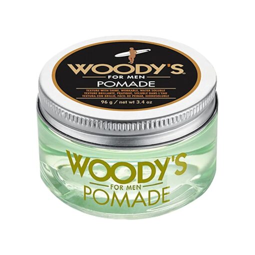 Woody 's Pomade for Men, Hair Styling Cream, Adds Texture and Healthy Shine Finish, Medium Hold, Water-Soluble and Easy to Apply, Non-Sticky, Safe for all Hair Types, 3.4 oz, 1-Pack