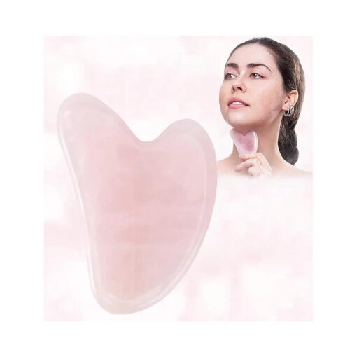 Gua Sha Massage Tool - 100 % Natural Rose Quartz Heart Shape Jade Gua Sha Facial Tools for SPA Acupuncture Therapy Trigger Point Treatment, Gua Sha Stone for Back, Face, Foot ( Pink Crystal Stone )