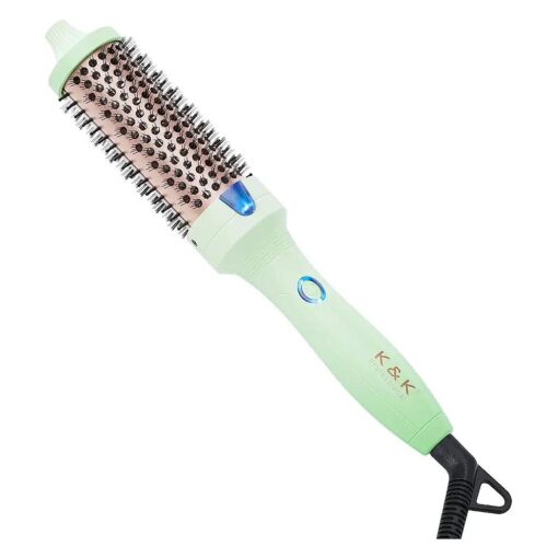 K & K 1.5 Inch Ceramic Curling Iron Brush - Double MCH Heater, 30s Heating, Cool-Tip Burn Protection, Non-Damaging 180 Degree Heat, Dual Voltage For Travel