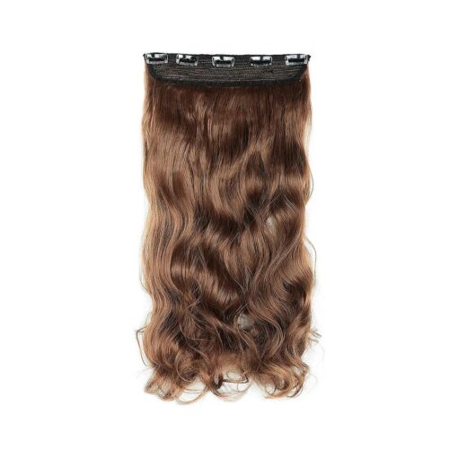 SWACC 20" Women 3/4 Full Head Instant One Piece Curly Body Wave Heat Resistance Synthetic Clip in Hair Extension ( Dirty Brown-12 # )