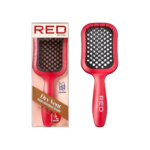 RED by Kiss Dry Vent Heat-Resistant Hair Brush, Detangling Fast Blow Drying for Wet Dry Curly Thick Straight Hair, Vented Detangler for Women Men Children Kids