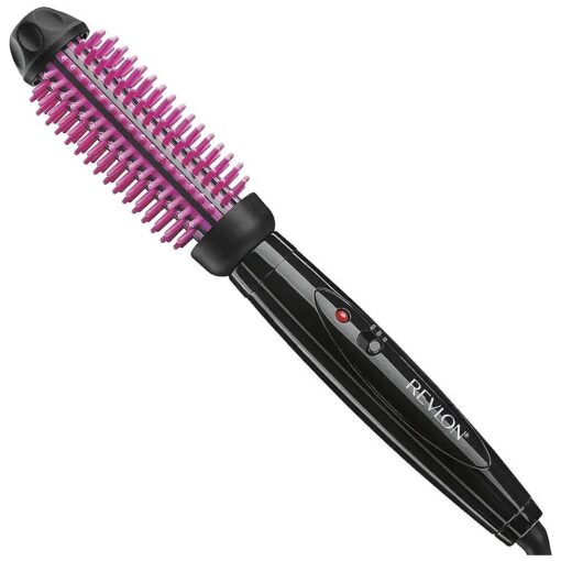 REVLON Silicone Bristle Heated Hair Styling Brush, Black, 1 inch barrel