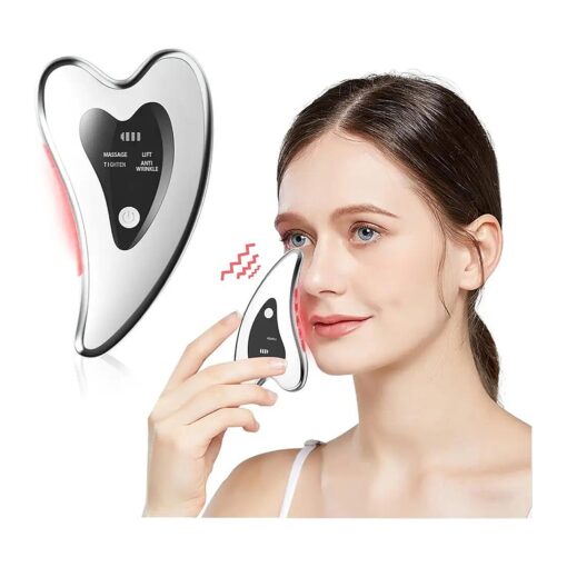 Electric Gua Sha Facial Tools - Face Sculpting Tool/Lift Device - Heated & Vibration & Red Light Massager, Anti-Aging & Wrinkles, Puffiness, Double Chin, Tension Relief