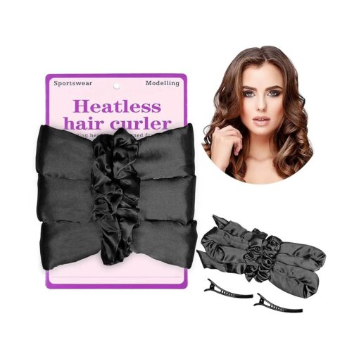 Heatless Curling Headband, New Soft curlers Sleep Overnight Creates heatless curls and waves No Heat Curlers for Women Girls Curling Ribbon Heatless Hair Rollers Black