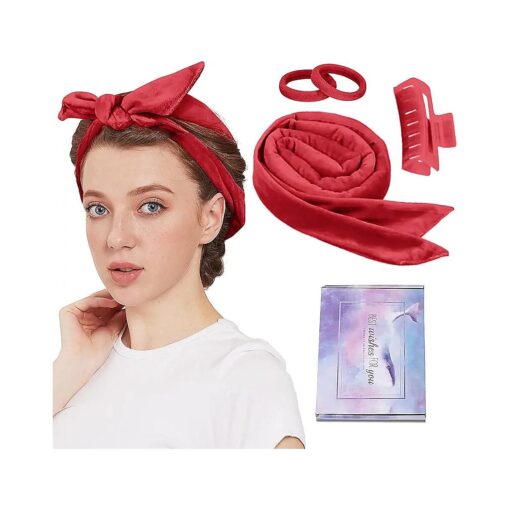 Heatless Curling Rod Headband, Upgraded 60" Long Heatless Curls Soft Hair Curlers to Sleep In Hair Rollers No Heat Curls ( Claret )