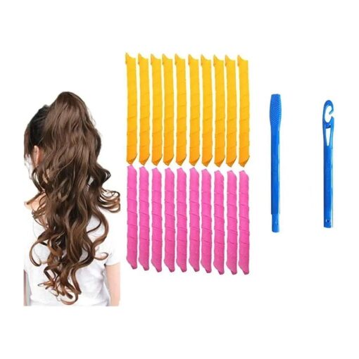 20Pack Magic Hair Curlers Spiral Curls Styling Kit, heatless Long Hair Curlers Curl Leverage Rollers Spiral Tool ( 22Inch )