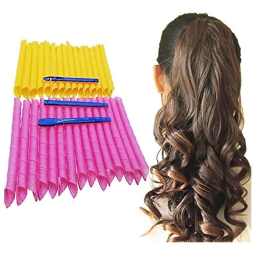 30PCS Hair Curlers Spiral Heatless Curlers Kit for Short Hair, No Heat Hair Curls with styling Hook Magic Curler Hair Rollers 20cm/7.9inch