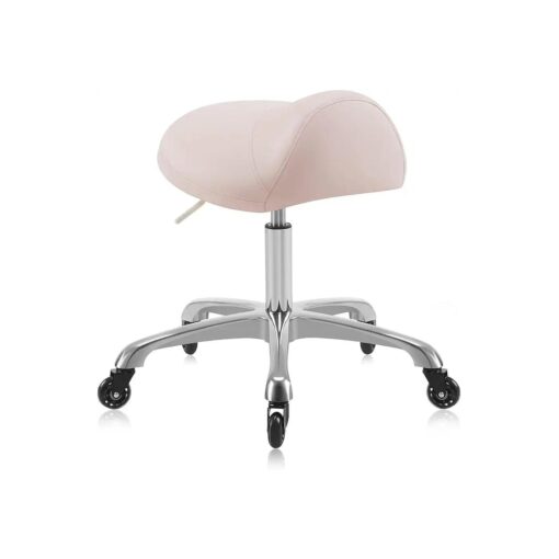 Heavy-Duty Ergonomic Pneumatic Swivel Rolling Saddle Stool with Extra Wide Seat for Hygienic Clinic Spa Massage Home and Office - 505 KIMO ( Vanilla )