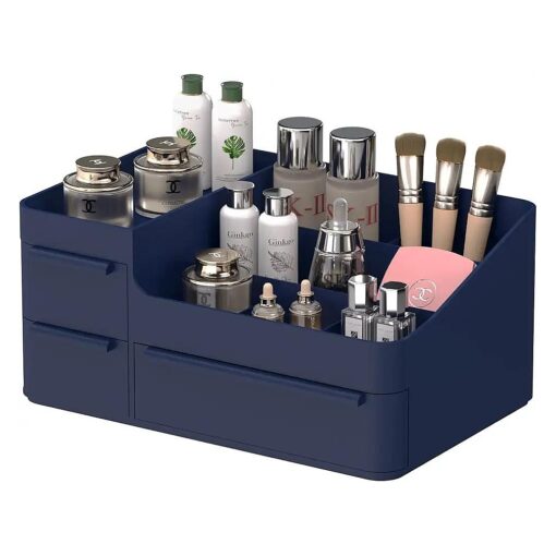 Makeup Organizer with Drawers, Countertop Organizer for Vanity, Bathroom and Bedroom Desk Cosmetics Display Case for Brushes, Lotions, Perfumes, Eyeshadow, Lipstick and Nail Polish