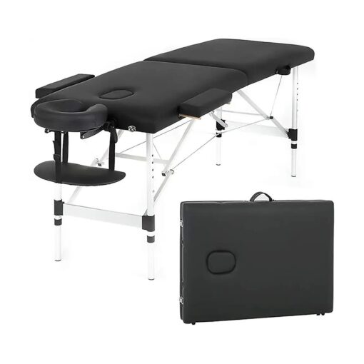 PayLessHere Massage Table Massage Bed Spa Bed 73 Inch Aluminium Massage Table W/Face Cradle Carry Case Height Adjustable 2 Fold Portable Facial Salon Tattoo Bed