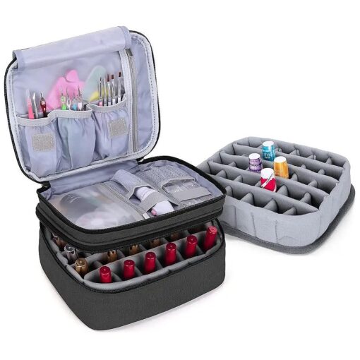 LUXJA Nail Polish Carrying Case - Holds 30 Bottles ( 15ml - 0.5 fl.oz ), Double-layer Organizer for Nail Polish and Manicure Set, Black ( Bag Only )