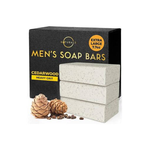 O Naturals 7.76 oz ( 3PC ) Exfoliating Soap Bar Cedarwood - Heavy Grit Mens Soap - All Natural Exfoliation Bar Soap for Men - Apricot Kernels Bar Soap - Face Soap Bar - Moisturizing Mens Face Bar Soap