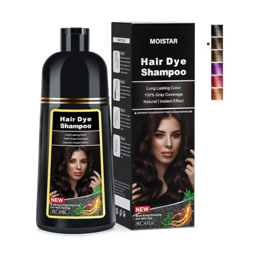 Dark Brown Hair Dye Shampoo Hair Color Shampoo for Gray Hair Coverage, Herbal Dark Brown Hair Dye Shampoo 3 in 1 for Men/Women, Control Color Shampoo for men, Ammonia-Free champu con tinte para canas