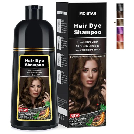 Hair Dye Shampoo Light Brown Hair Color Shampoo for Gray Hair Coverage, Herbal Hair Dye Shampoo 3 in 1 for Men/Women, Control Color Shampoo for men, Ammonia-Free champu con tinte para canas