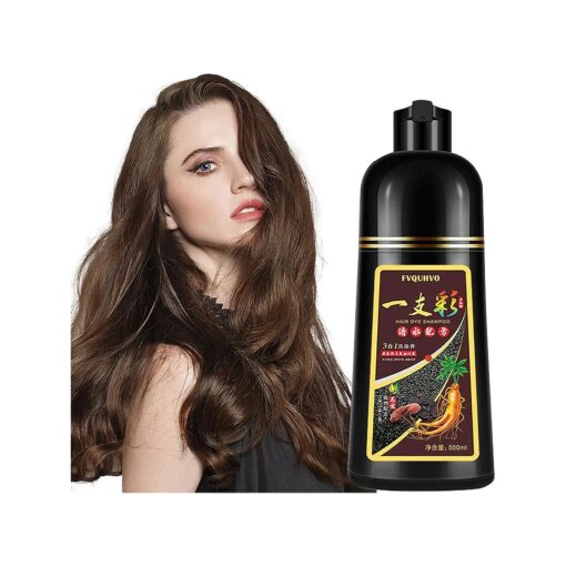 Instant Light Brown Hair Dye Shampoo 3 in 1, Herbal Hair Color Shampoo for Gray Hair for Women Men, Natural Plant Bubble Shampoo Hair Dye, Easy to Use at Home, Shampoo Para Canas Mujer