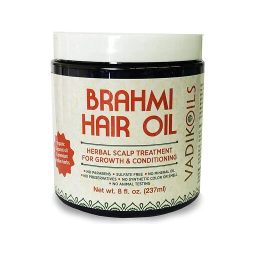 Brahmi Hair Oil ( 8 oz ) All natural herbal hair oil for hair growth, hair conditioning, dandruff and dry scalp with Rosemary Oil | Herbal scalp treatment