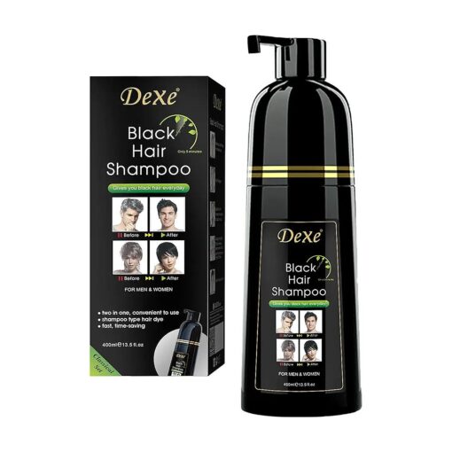 Black Hair Dye Shampoo, Semi-Permanent Hair Color Shampoo for Women and Men, Herbal Ingredients and Ammonia Free, 3 in 1- 100 % Grey Coverage DEXE ( 14 Fl oz )