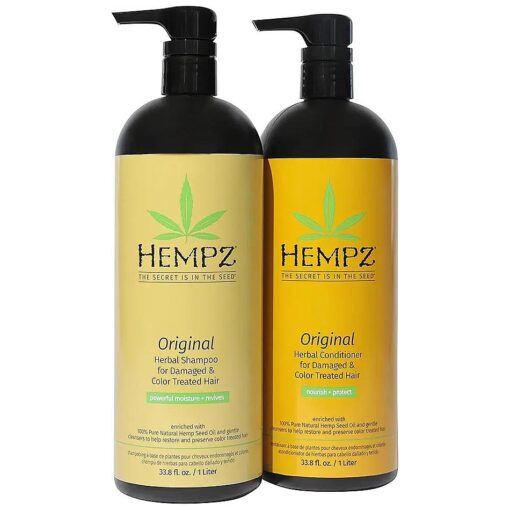 Hempz Original Herbal Shampoo & Conditioner Liters, 33.8 fl oz Duo Set