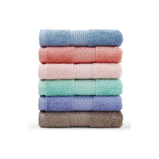 Cleanbear Face-Cloth Washcloths Set,100 % Cotton, High Absorbent, 6-Pack 6 Colors, Size13 x13-deep Color