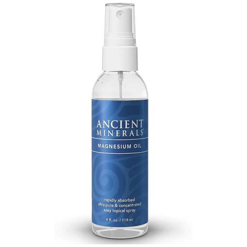 Ancient Minerals Magnesium Oil Spray Bottle, high Concentration Topical Genuine Zechstein Magnesium Chloride Topical Magnesium ( 4fl oz )