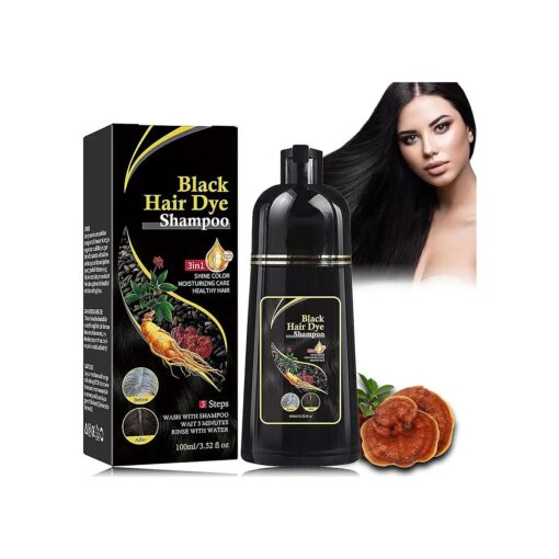 Black Hair Dye Shampoo for Women Magic Instant 3 in 1 Hair Color Shampoo, Nourshing Black Shampoo Colors Long Lasting Gray Highly Coverage Black Hair Dye in Minutes-100ml