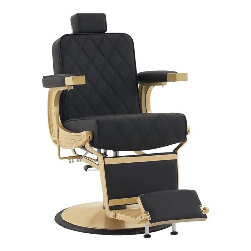 BarberPub Heavy Duty Metal Vintage Barber Chair All Purpose Hydraulic Recline Salon Beauty Spa Shampoo Equipment 3825 ( Black with Gold Frame )