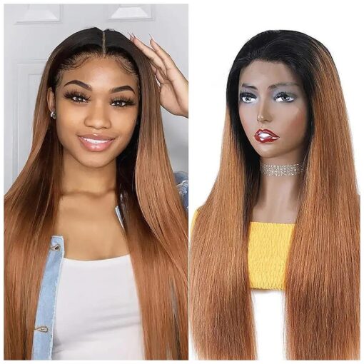 NVL Ombre Lace Front Wig Human Hair 13x4 Glueless Wigs Human Hair Pre Plucked with Baby Hair 200 Density 1B/30 HD Colored Wigs for Women ( 22 Inch, 1B/30 )