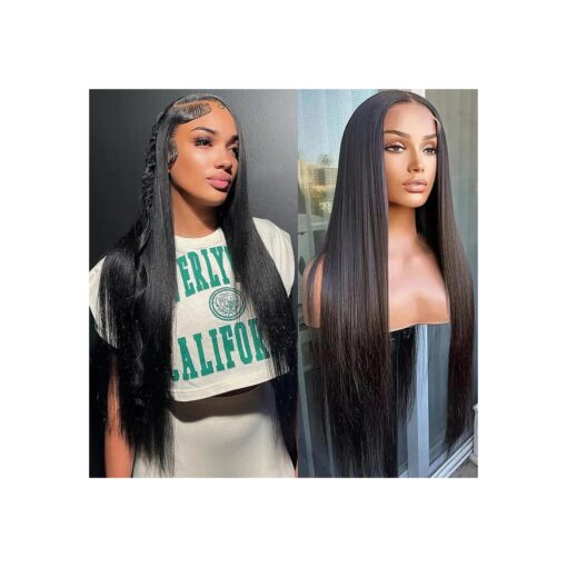 200 Density 24 Inch Straight Lace Front Wigs Human Hair Pre Plucked 13x4 Frontal Wigs Human Hair HD Lace Front Human Hair Wigs for Women Brazilian Straight Glueless Wigs